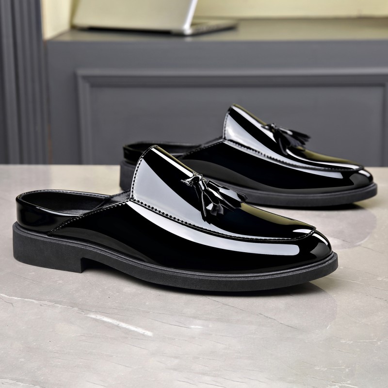 Men Black Patent Leather Mules - огляд і ціна Formal Men Daily Wear Footwear