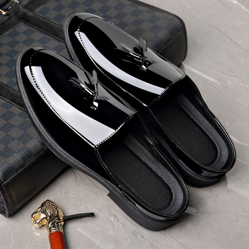 Men Black Patent Leather Mules - огляд і ціна Formal Men Daily Wear Footwear